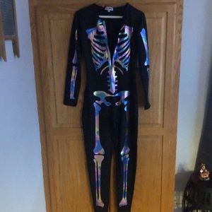 Tipsy Elves- iridescent skeleton bodysuit costume
